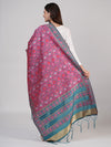 Royal Pink Paithani Silk Dupatta with Geometric Motifs & Contrast Zari Border (Size: 2.5x1 m Approx)