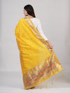 Yellow Paithani Silk Dupatta with Gold Zari Butti & Traditional Border (Size: 2.5x1 m Approx)
