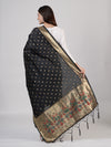 Black Paithani Silk Dupatta with Gold Zari Butti & Traditional Border (Size: 2.5x1 m Approx)