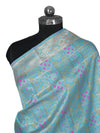 Teal Paithani Silk Dupatta with Geometric Zari Jaal & Traditional Border (Size: 2.5x1 m Approx)