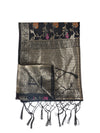 Black Paithani Silk Dupatta with Floral Zari Jaal & Traditional Border (Size: 2.5x1 m Approx)