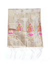 Off White Paithani Silk Dupatta with Traditional Peacock Motifs (Size: 2.5x1 m Approx)