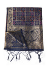 Blue Paithani Silk Dupatta with Geometric Zari Jaal & Traditional Border (Size: 2.5x1 m Approx)