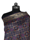 Blue Paithani Silk Dupatta with Geometric Zari Jaal & Traditional Border (Size: 2.5x1 m Approx)