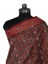 Royal Red Paithani Silk Dupatta with Geometric Motifs & Contrast Zari Border (Size: 2.5x1 m Approx)