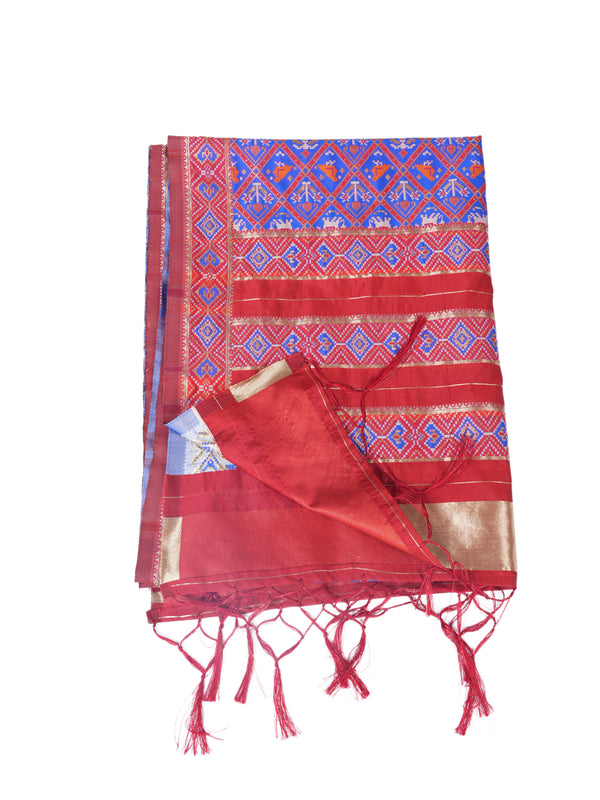 Royal Purple Paithani Silk Dupatta with Geometric Motifs & Contrast Zari Border (Size: 2.5x1 m Approx)