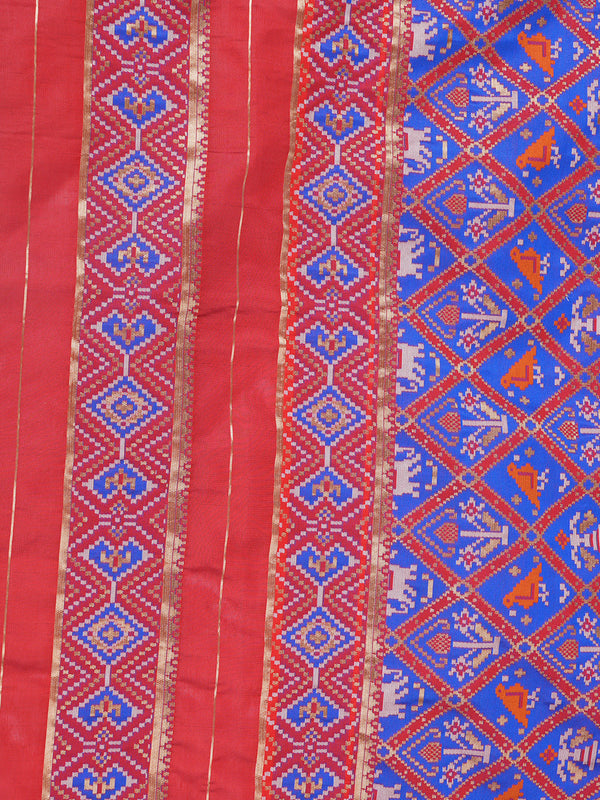 Royal Purple Paithani Silk Dupatta with Geometric Motifs & Contrast Zari Border (Size: 2.5x1 m Approx)