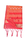Orange Paithani Silk Dupatta with Geometric Motifs & Contrast Zari Border (Size: 2.5x1 m Approx)
