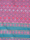Royal Pink Paithani Silk Dupatta with Geometric Motifs & Contrast Zari Border (Size: 2.5x1 m Approx)