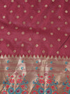 Maroon Paithani Silk Dupatta with Gold Zari Butti & Traditional Border (Size: 2.5x1 m Approx)