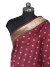 Maroon Paithani Silk Dupatta with Gold Zari Butti & Traditional Border (Size: 2.5x1 m Approx)