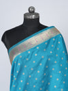 Teal Paithani Silk Dupatta with Gold Zari Butti & Traditional Border (Size: 2.5x1 m Approx)