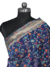 Blue Kashmiri Silk Dupatta with Multicolour Floral Vine Weave & Zari Border (Size: 2.5x1 m Approx)