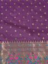 Purple Paithani Silk Dupatta with Gold Zari Butti & Traditional Border (Size: 2.5x1 m Approx)