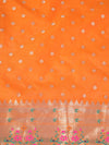 Orange Paithani Silk Dupatta with Gold Zari Butti & Traditional Border (Size: 2.5x1 m Approx)