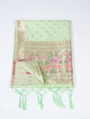 Green Paithani Silk Dupatta with Gold Zari Butti & Traditional Border (Size: 2.5x1 m Approx)
