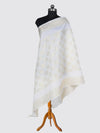 White Banarasi Silk Dupatta with Woven Butti Motifs & Zari Border (Size: 2.5x1 m Approx)