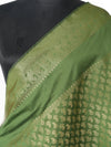 Green Banarasi Silk Dupatta with Gold Zari Buti & Ornate Border (Size: 2.5x1 m Approx)