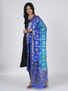 Bandhani Banarasi Gharchola Silk Dupatta in Sky Blue & Royal Blue (Size: 2.5x1 m Approx)