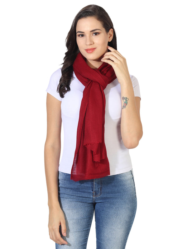 Micro Wool Solid Women Stole | Lightweight Essential (80 × 28 Inches)