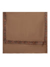 Brown Woolen Women Shawl with Traditional Multicolour Embroidered Border (80 x 40 Inches)