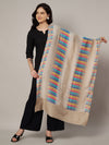 Woolen Women Stole with Ikat-Inspired Woven Motifs | Elegant Ethnic Wrap (80 × 28 Inches)