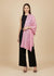 Micro Wool Pink Feather Motif Women Stole | Soft Wrap with Subtle Woven Accents (80 × 28 Inches)