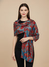 Printed Silk Women Stole with Artistic Motif Design | Elegant Lightweight Wrap (80 × 28 Inches)