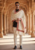 White Woolen Mens Shawl with Traditional Embroidered Border (80 x 40 Inches)