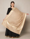 Beige Woolen Women Shawl with Gold Border – 80x40 Inches