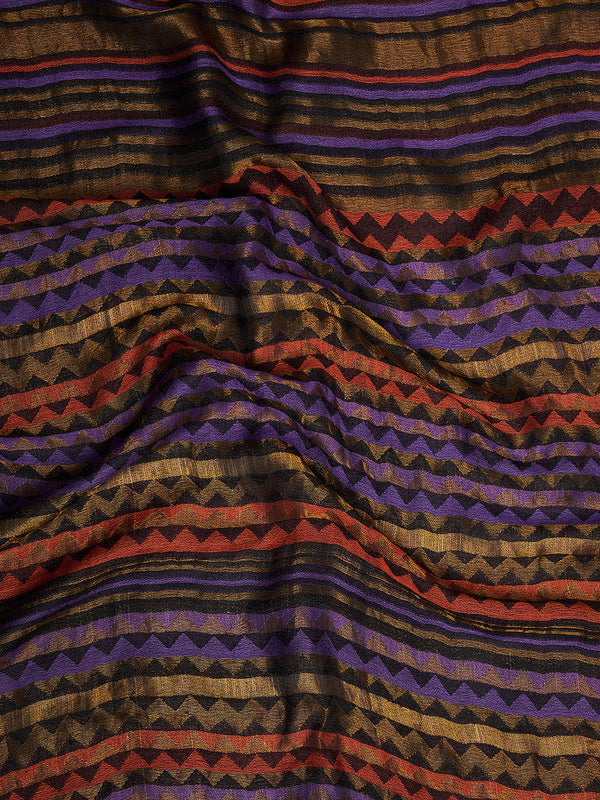 Woolen Zig-Zag Moonlight Zari Mens Stole | Heritage Wrap (80 x 28 Inches)