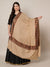 Woolen Women Shawl in Warm Beige with Intricate Traditional Embroidered Border (80 x 40 Inches)