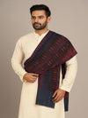 Woolen Mens Stole with Ikat-Inspired Woven Design | Refined Ethnic Wrap (80 × 28 Inches)