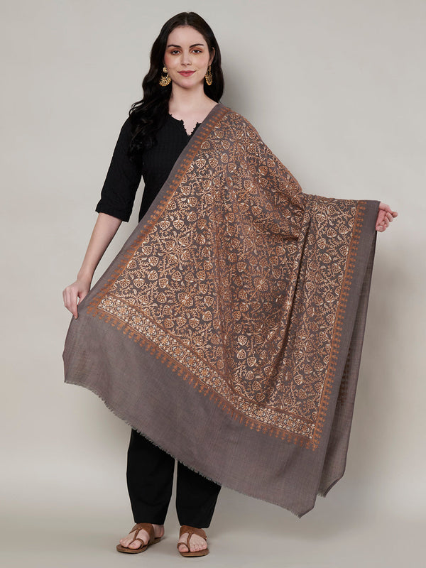 Woolen Women Shawl with Intricate Traditional Motif & Ornate Woven Border | 80 x 40 Inches