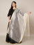 Silver Cotton Silk Dupatta with Subtle Woven Texture (Size: 2.5x1 m Approx)