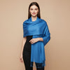 Solid Viscose Sky Blue Women Stole with Soft Drape & Fringed Finish | Lightweight Everyday Wrap (80 × 28 Inches)