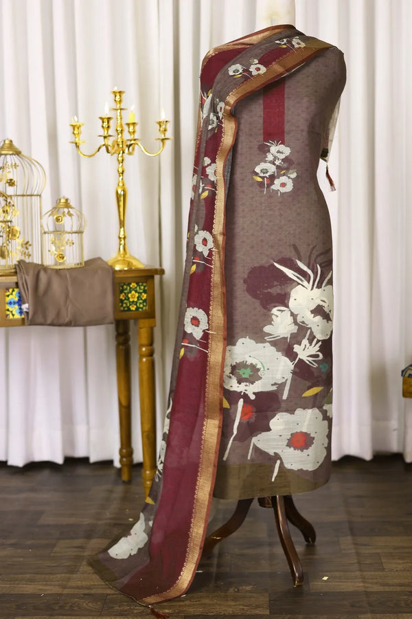 Women’s Linen Unstitched Suit Set | Elegant Ethnic Ensemble