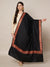 Black Woolen Women Shawl with Traditional Multicolour Embroidered Border (80 x 40 Inches)
