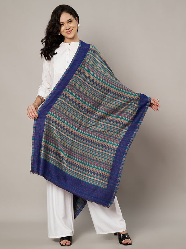 Reversible Woolen Women Stole with Fine Striped Weave | Soft Wrap (80 × 28 Inches)
