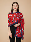 Printed Silk Women Stole with Artistic Motif Design | Elegant Lightweight Wrap (80 × 28 Inches)