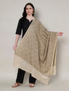 Woolen Women Shawl in Beige with All-Over Floral Jaal Weave (80 x 40 Inches)