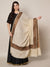 Woolen Women Shawl in Light Brown with Intricate Traditional Embroidered Border (80 x 40 Inches)