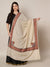 Woolen Women Shawl in Beige with Multicolour Kashmiri-Inspired Embroidered Border (80 x 40 Inches)
