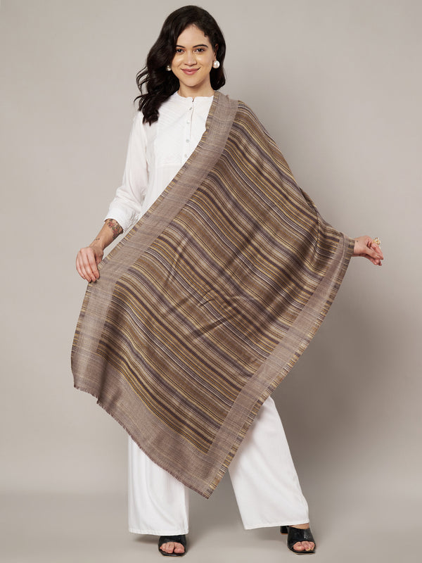 Reversible Woolen Women Stole with Fine Striped Weave | Soft Wrap (80 × 28 Inches)