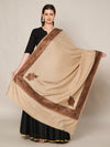 Elegant Light Brown Woolen Women Shawl with Embroidered Border – Ethnic Wrap (80 x 40 Inches)
