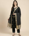 Black Striped Silk Dupatta with Zari Border | Elegant Ethnic Drape (2.5 Metres Approx.)