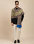 Bamboo Silk Gold Mens Shawl with Ornate Paisley Border | Classic Heritage Wrap (80 × 40 Inches)