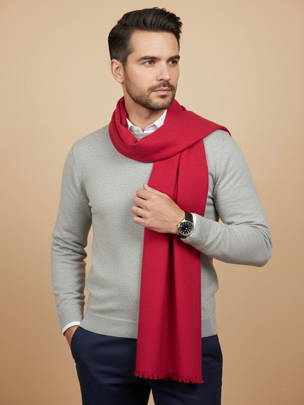 Solid Woolen Mens Stole | Classic Minimal Winter Wrap (80 × 28 Inches)