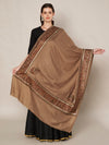 Brown Woolen Women Shawl with Intricate Embroidered Detailing – Winter Wrap (80 x 40 Inches)