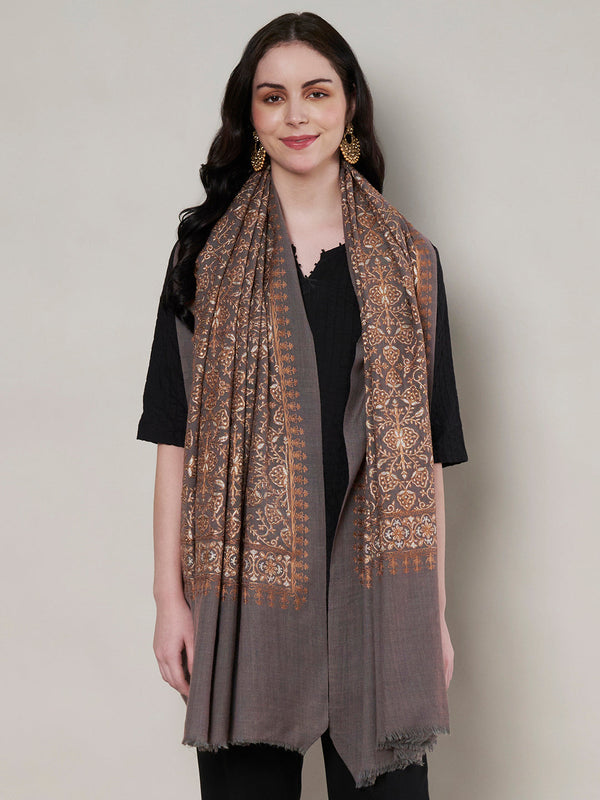 Woolen Women Shawl with Intricate Traditional Motif & Ornate Woven Border | 80 x 40 Inches